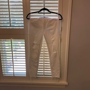 Mid rise white ripped jeans Madewell